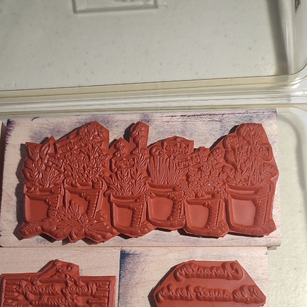 Stampin' Up! Sweet Herbs Stamp Set Of 6 Wood Mounted Thyme Chives Dill Bay - Picture 8 of 11